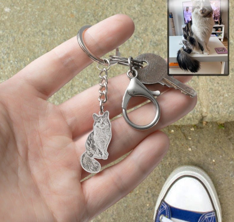 Nøkkelring med kattesilhuett